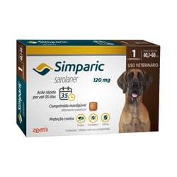 Antipulgas Simparic 120Mg Para Cães De 40 A 60Kg - 1 Comprimido - 1 Unidade
