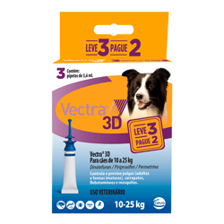 Antipulgas Vectra 3D Ceva Para Cães 10 A 25Kg - 3 Pipetas