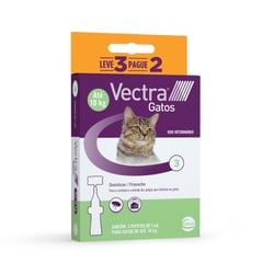 Antipulgas Vectra Para Gatos Até 10Kg - 3 Unidades