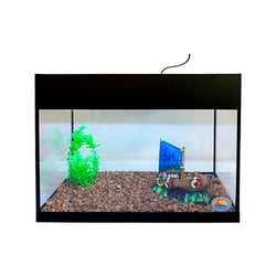 Aquario Lester N6 Faixa Preta Com Led Decorado 25,2L