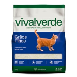 Areia Higiênica Biodegradável Grãos Finos Viva Verde Para Gatos - 4Kg - 4 Kilos