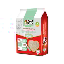 Areia Higiênica Biodegradável Great Pets Milho E Mandioca 3,8Kg Para Gatos