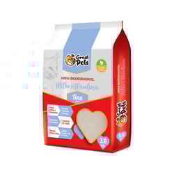 Areia Higiênica Biodegradável Great Pets Milho E Mandioca Fina 3,8Kg Para Gatos