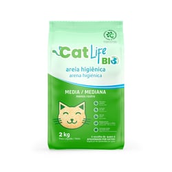 Areia Higiênica Cat Life Bio Grãos Médios Para Gatos - 2Kg - 2 Kilos