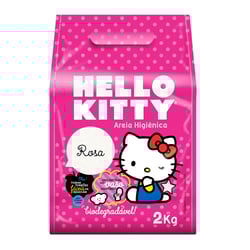 Areia Higiênica Hello Kitty Biodegradável Fina Rosa Para Gatos - 2Kg