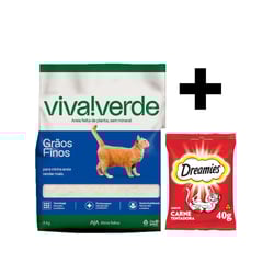 Areia Higiênica Petfive Viva Verde 4Kg + Petisco Dreamies Carne 40G Para Gatos Adultos
