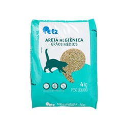 Areia Higiênica Petz Grãos Médios Para Gatos - 1 Unidade - 4 Kilos