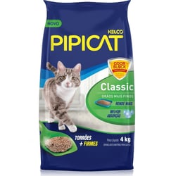 Areia Higiênica Pipicat Classic Para Gatos - 4Kg - 4 Kilos