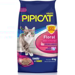 Areia Higiênica Pipicat Floral Para Gatos 4Kg - 1 Pacote - 4 Kilos
