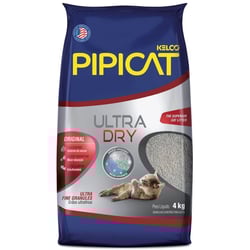 Areia Higiênica Pipicat Ultra Dry - 4Kg Grãos Ultrafinos Para Gatos