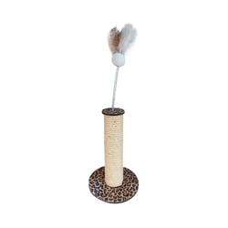 Arranhador Hello Pet Sisal Pelúcia Onça Com Mola Para Gatos