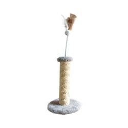 Arranhador Sisal E Pelúcia Hello Pet Cinza Com Mola Para Gatos