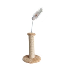 Arranhador Sisal Pelúcia Hello Pet Para Gatos - Bege Com Mola