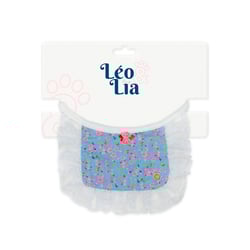 Babador Leo E Lia Renda Floral Azul Para Cães E Gatos - 1 Unidade - Tamanho P