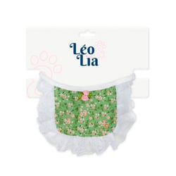 Babador Verde Com Renda Floral Leo E Lia Para Cães E Gatos - 1 Unidade - Tamanho P