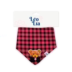 Bandana Bordado Xadrez Rosa Leo E Lia Tamanho P Para Cães E Gatos