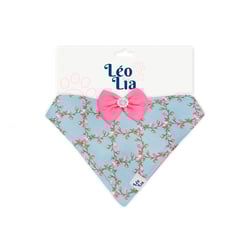 Bandana Leo E Lia Floral Azul Para Cães E Gatos - 1 Unidade - Tamanho P