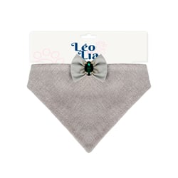 Bandana Leo E Lia Linho Cinza Para Cães E Gatos - 1 Unidade - Tamanho P