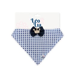 Bandana Leo E Lia Xadrez Marinho Para Cães E Gatos - 1 Unidade - Tamanho P