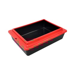 Bandeja Higiênica São Pet Preta Com Borda Vermelha - 44,5X34X13Cm
