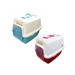 Banheiro Fechado Chalesco Happy Cat Para Gatos - Cores Sortidas - 1 Unidade