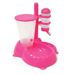 Bebedouro E Comedouro Automático Rosa Chalesco Para Cães E Gatos - 1 Unidade