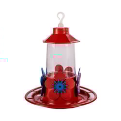 Bebedouro Para Beija-Flor Luxo Chapéu Com Poleiro Vermelho Jel Plast - 250Ml