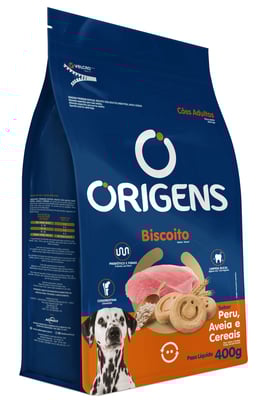 Biscoito Origens Para Cães Adultos De Porte Médio E Grande Sabor Peru - 400G