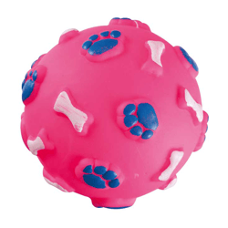 Brinquedo Bola Patinhas Vinil Rosa 7.5Cm Para Cachorros - 1 Unidade