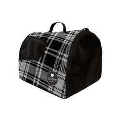 Bolsa De Transporte I Love Pet Design Para Cães Xadrez Cinza E Preta