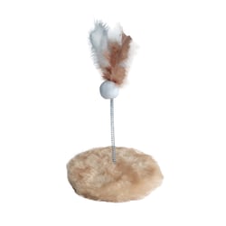 Brinquedo Arranhador Hello Pet Redondo Pelucia Bege Para Gatos