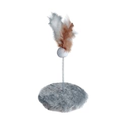 Brinquedo Arranhador Hello Pet Redondo Pelúcia Cinza Para Gatos