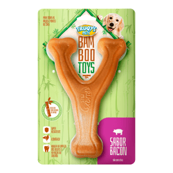 Brinquedo Cachorro Osso Bamboo Forquilha M, Truqys, Fabricado Em Fibra De Bambu, Ecologico, Sustentavel E Resistente - Tamanho M