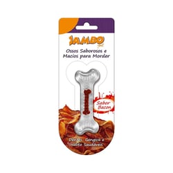 Brinquedo Caes Jambo Osso Silicone Boninho Pequeno Bacon