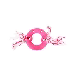 Brinquedo Anel De Borracha Furacão Pet Rosa Com Corda Tamanho G Para Cachorros