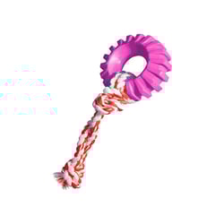 Brinquedo Furacão Pet Pneu Rally Com Corda Rosa Para Cães - 1 Unidade