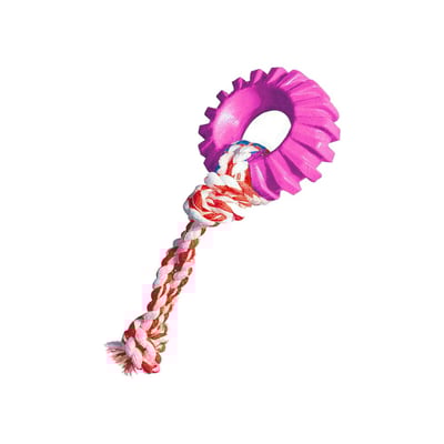 Brinquedo Furacão Pet Pneu Rally Com Corda Rosa Para Cães - 1 Unidade
