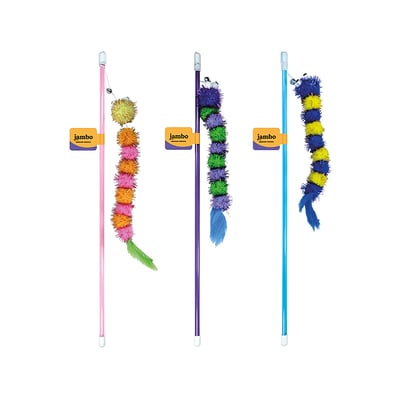 Brinquedo Jambo Varinha Minhoca Colorida Para Gatos - 1 Unidade