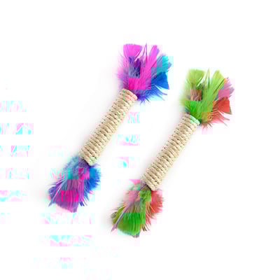 Brinquedo Lcm Bastao Sisal Com Penas Para Gatos Cores Sortidas