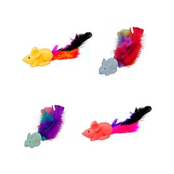 Brinquedo Lcm Ratinho Luxo Com Penas Para Gatos Cores Sortidas