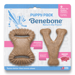 Brinquedo Mordedor Benebone Bacon Para Cães Filhotes - 2 Unidades