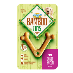 Brinquedo Osso Bamboo V Truqys Sabor Bacon Para Cães Pequenos - 1 Unidade