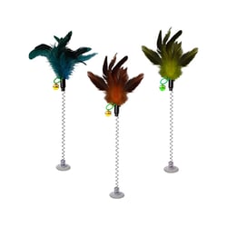 Brinquedo Vara Mola Com Guizo E Penas Napi Para Gatos - Cores Sortidas