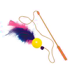 Brinquedo Varinha Bolinha Com Penas Líder Para Gatos - Cores Sortidas