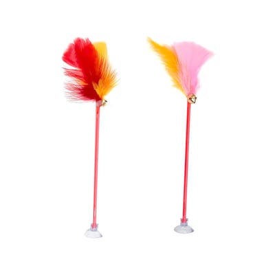 Brinquedo Varinha Penas E Guizo Para Gatos - Cores Sortidas