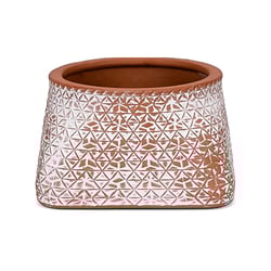 Cachepot Floral Atlanta Cerâmica M - Base Quadrada Para Jardim - Tamanho M