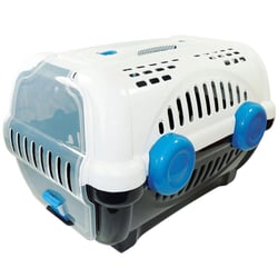 Caixa De Transporte Furacão Pet Luxo N03 Branca/Azul Para Cachorros