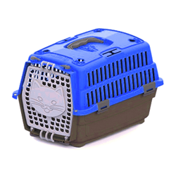 Caixa De Transporte Love Travel Azul Pet Injet Para Gatos