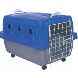 Caixa Transporte Com Rodas N 4 Ideal Cães E Gatos Cinza Azul - 1 Unidade - Tamanho 4