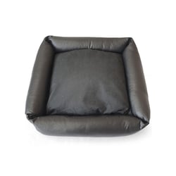 Cama Luxo Corino Preta São Benedito Quadrada Para Cães - Tamanho 3
